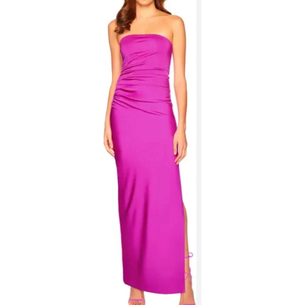 Susana Monaco Ruched Strapless Maxi Dress $278.00 purple violet XS Supernova